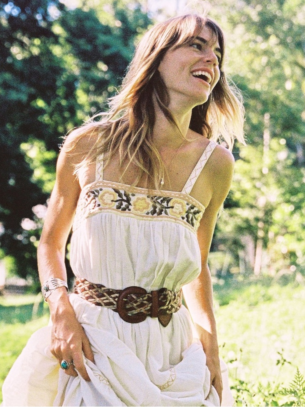 Chasing Unicorns RARE Cream Maxi Dress with Yellow Embroidery - Picture 15 of 15